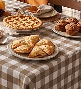 misaya Rectangular Waterproof Vinyl Table Cloth, Flannel Backed Tablecloth | 60" x 84" Buffalo Pl...
