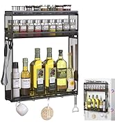 Docnest 3 Tier Magnetic Spice Rack for Refrigerator with 9 Hooks, Space-Saving Metal Spice Organi...