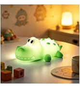 TSKVT Alligator Night Light, Soft Silicone Touch Bedside Crocodile Lamp | Rechargeable Nursery Li...