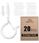 ADIIL 20 PCS Q Hanger Hooks with Safety Buckle, Windproof Screw Hooks for Hanging Outdoor String ...