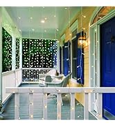 Merkury Innovations Solar Powered Cascading Curtain Lights, Weatherproof Outdoor LED Lighted Back...