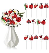 TICIAGA Summer Ladybug Wooden Picks - 14PCS Cute Ladybug Insect Double-Sided Wooden Decorative Pi...