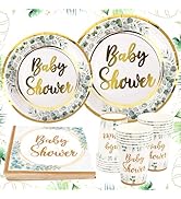 Abilat 120 Pcs Baby Shower Decorations Tableware Set with Paper Plates, Cups, Napkins Gender Reve...
