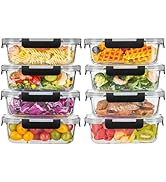 Liuruiyu 8 Pack 36OZ Glass Food Storage Containers with Lids, Meal Prep Containers, Airtight Bent...