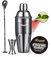 KITESSENSU Cocktail Shaker Set, Stainless Steel Martini Shaker Set with 24 Ounce Cocktail Mixer w...