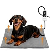 BECEMURU Pet Heating Pad for Dogs & Cats, 24x18 in, Waterproof Heated Bed with 6-Temp & Timer, Ch...