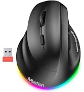 MEETION Left-Handed Wireless Ergonomic Vertical Mouse, Rechargeable - Black | Dual Bluetooth 5.2/...
