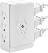 FiiMan 6-Outlet Wall Adapter, ETL Listed 3-Prong Grounded Side Access Power Strip, Indoor Use for...