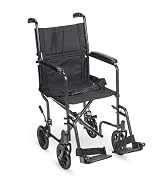 Drive Medical TR37E-SV Lightweight Folding Transport Wheelchair with Swing-Away Footrest, Silver