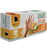 Gorilla Supply 500 BPA Free Premium Disposable Gloves Poly PE LDPE Plastic for Kitchen Food Handl...