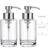 Foaming Soap Dispenser Set, 17 Oz Clear Glass Hand Soap Dispenser with 304 Rust Proof Stainless S...