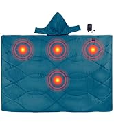 iClimb Heated Camping Blanket with Hood and 5V 5000mAH Battery Pack (Blue)