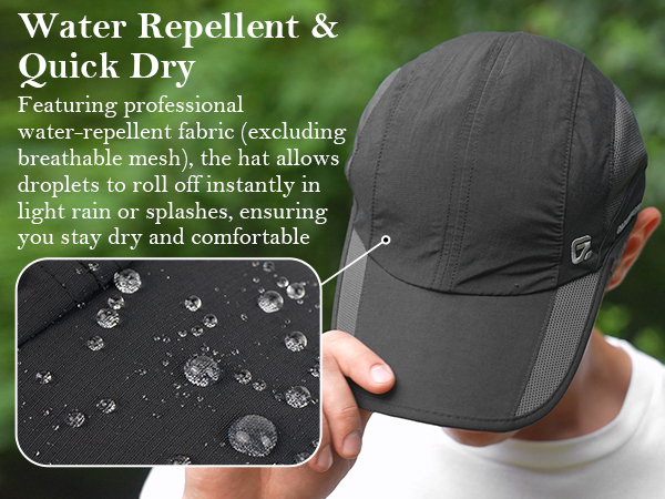 Water repellent fabric of quick drying sport hat ensure you stay dry and cooling