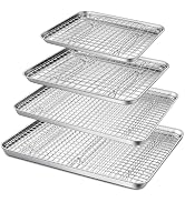 P&P CHEF 16 + 12.5 + 10.4 + 9 Inch Baking Sheet and Rack Set, 8Pcs Stainless Steel Cookie Sheets ...