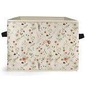 Ghoaoivo Rustic Floral Storage Box Bins, Vintage Wildflower Botanical Cottagecore Collapsible Sto...