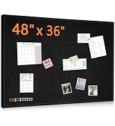 DOLLAR BOSS Large Bulletin Board 48"x36" Foldable Felt Cork Board, Black