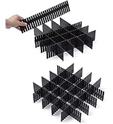 Qozary 42 Pack Adjustable Drawer Organizer Dividers for Socks, Underwear, Makeup, Kitchen, Dresse...