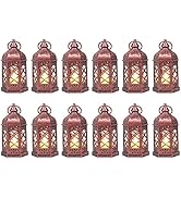 12PCS Mini Lantern with Flicker LED Candle, Small Candle Lanterns Decorative, Vintage Hanging Lan...