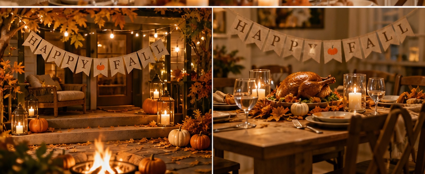 Happy Fall Pumpkin Burlap Banner