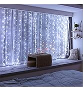 ZSJWL 3.3×5ft Short Curtain Lights with 8 Hook for Small Windows, 96 LED White Photo Clips String...