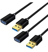 USB Extension Cable 3 ft, 2-Pack USB 3.0 Male to Female Extender Cord for USB Flash Drive, Card R...