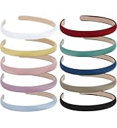 Wecoe Multicolored Narrow Satin Headbands, 10pcs Non Slip Fashion Hair Bands for Women & Girls' H...