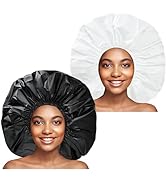Shower Caps 2 PCS Waterproof EVA Bath Caps - Black + White