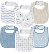 GLLQUEN BABY Muslin Drool Bibs for Boys Girls 6 Pack, Adjustable Baby Bibs for Drooling and Teeth...