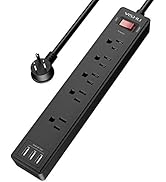 Power Strip, YISHU Surge Protector with 5 Outlets and 3 USB Ports, 6 Feet Extension Cord for Home...