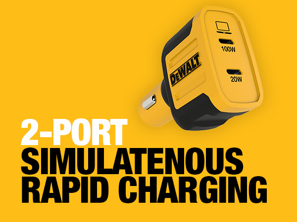 car charger, Fast Charge, 2-port, dewalt
