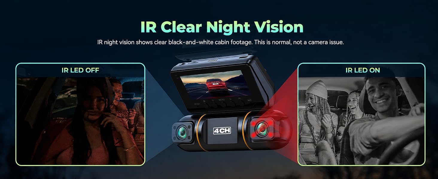 dash cams front and rear with night vision