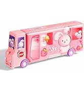 School Bus Pencil Case, Cartoon Pen Box with Sharpener, Large Capacity Stationery Organizer, Best...