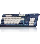 RK ROYAL KLUDGE R104 Wired Mechanical Keyboard Full Size, Gasket Mount | 104 Keys PBT Keycaps wit...