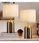 GyroVu Touch Control Table Lamps Set of 2, Gold Bedside Table Lamps for Bedroom Living Room Offic...