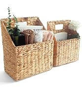 CHI AN HOME Wicker Hanging Storage Baskets, Set of 2 Hanging Wall Baskets, Mail Baskets for Wall,...