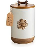 Miamolo Dog Treat Container, Airtight Dog Food Storage Container with Lid and Handle, Ceramic Pet...