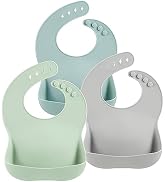 PandaEar 3 Pack Silicone Baby Bibs for Boys Girls| Waterproof Toddler Bibs| Adjustable Unisex Bab...