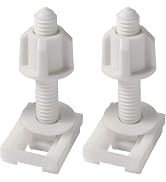 2Pcs White Universal Plastic Toilet Seat Screws and Nuts with Rubber Washers, Hinge Bolts Screws ...