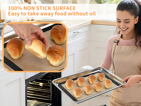 nonstick surface silicone baking mat easy to remove food without oil dishwasher safe reusable