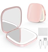 MY BEAUTY LIGHT Compact Mirror, Lighted 1X/3X Magnifying 2-Sided Travel Makeup Mirror, Portable B...
