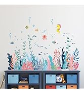 Supzone Colorful Ocean Grass Seaweed Wall Decals Under The Sea Marine Animals Fish Wall Stickers ...