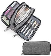 Della Gao Big Capacity Pencil Case, Aesthetic Pencil Pouch with 3 Compartments Large Pencil Bag N...
