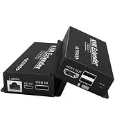 492FT HDMI KVM USB Extender, HDMI to RJ45 Over Cat5e/6/7, Balun 1080P@60hz Transmitter Receiver U...