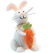 Celebrate the Home Bunny and Carrot Felted Wool Easter Decoration, White