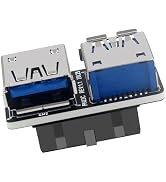 WLGQ USB 3.0 Dual Port Adapter – 19/20 PIN to Dual USB 3.0 Female Header for PC Motherboard Expan...