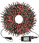 kemooie 300 LED Red String Lights, 99FT Connectable 8 Lighting Modes with Memory Function Plug in...