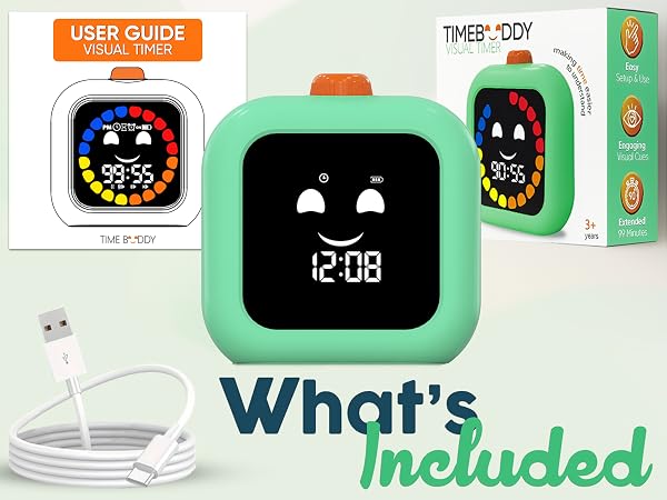 included timer user guide usb-c cable rechargeable