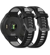 Bolesi 2 Pack Silicone Sport Watchband Compatible with Garmin Forerunner 265/255/255 Music(46mm)/...