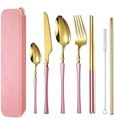 AARAINBOW 7 Pieces Stainless Steel Flatware Set Portable Reusable Cutlery Set Travel Utensils Set...