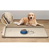 Silicone Dog Feeding Mat - 36" x 24" Large Pet Mat with Residue Collection Pocket and High Edges ...